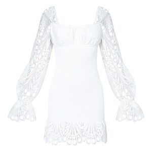 PRETTY LITTLE THING | Lace Sleeve Smocked Bodycon Dress